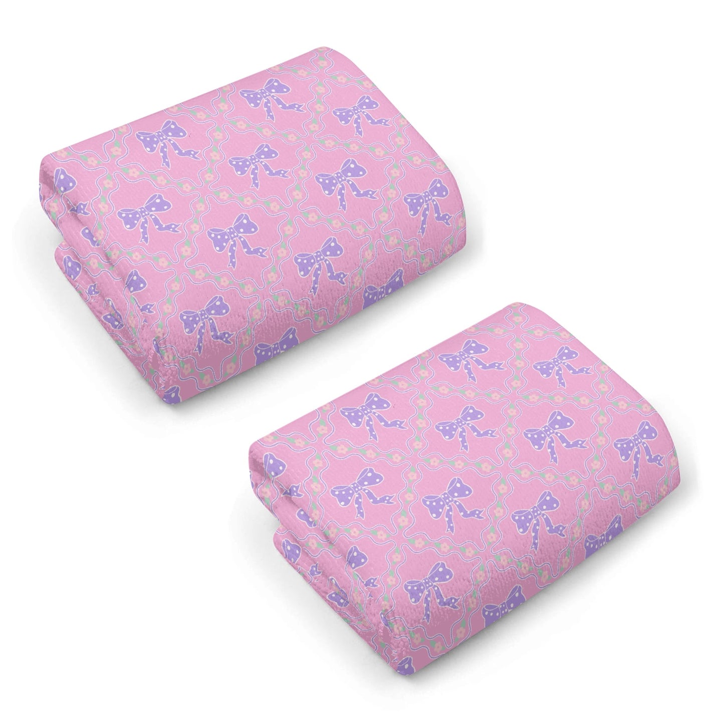 Pink&Purple Bow Pattern Hand Towel Set