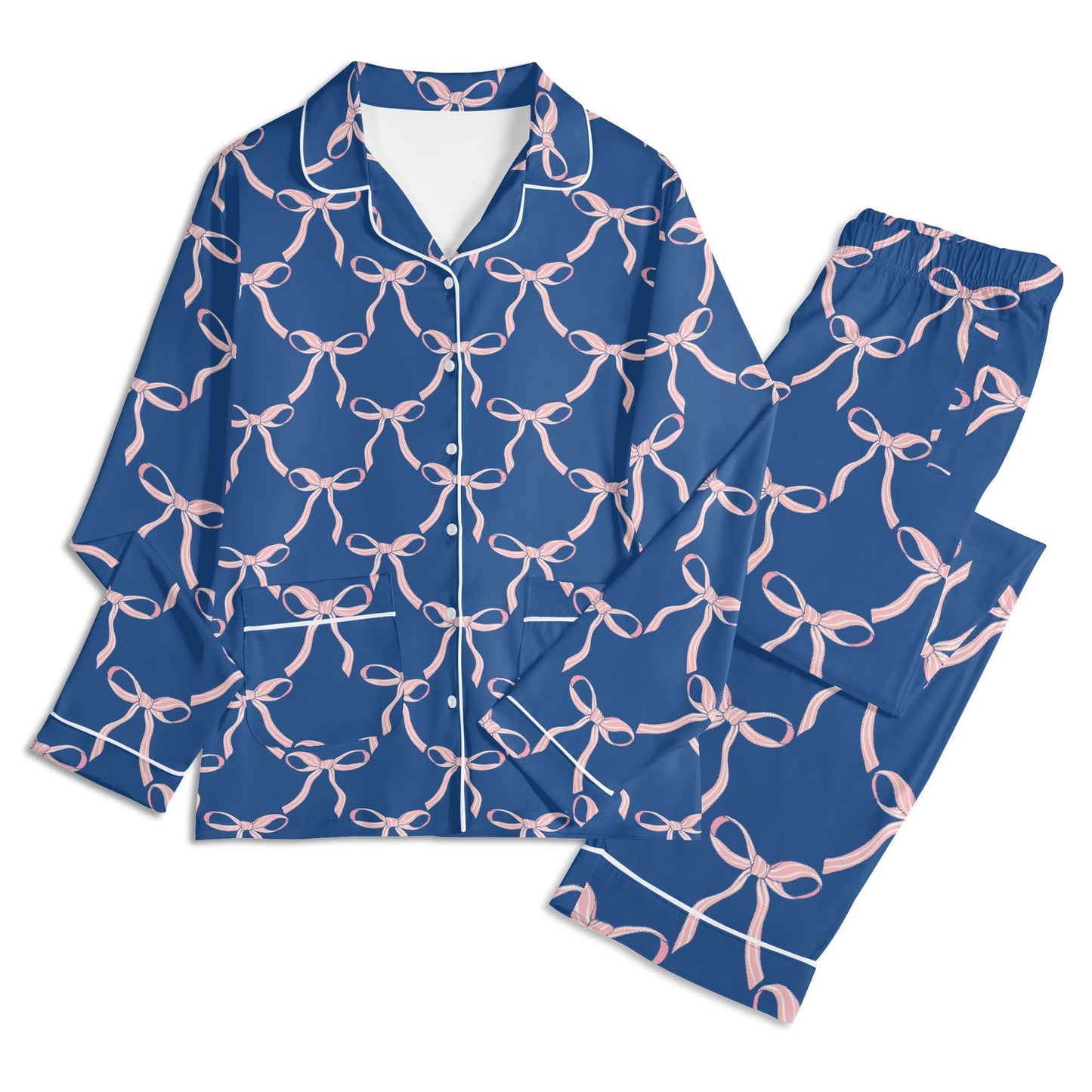 Blue Pink Bow PJ set