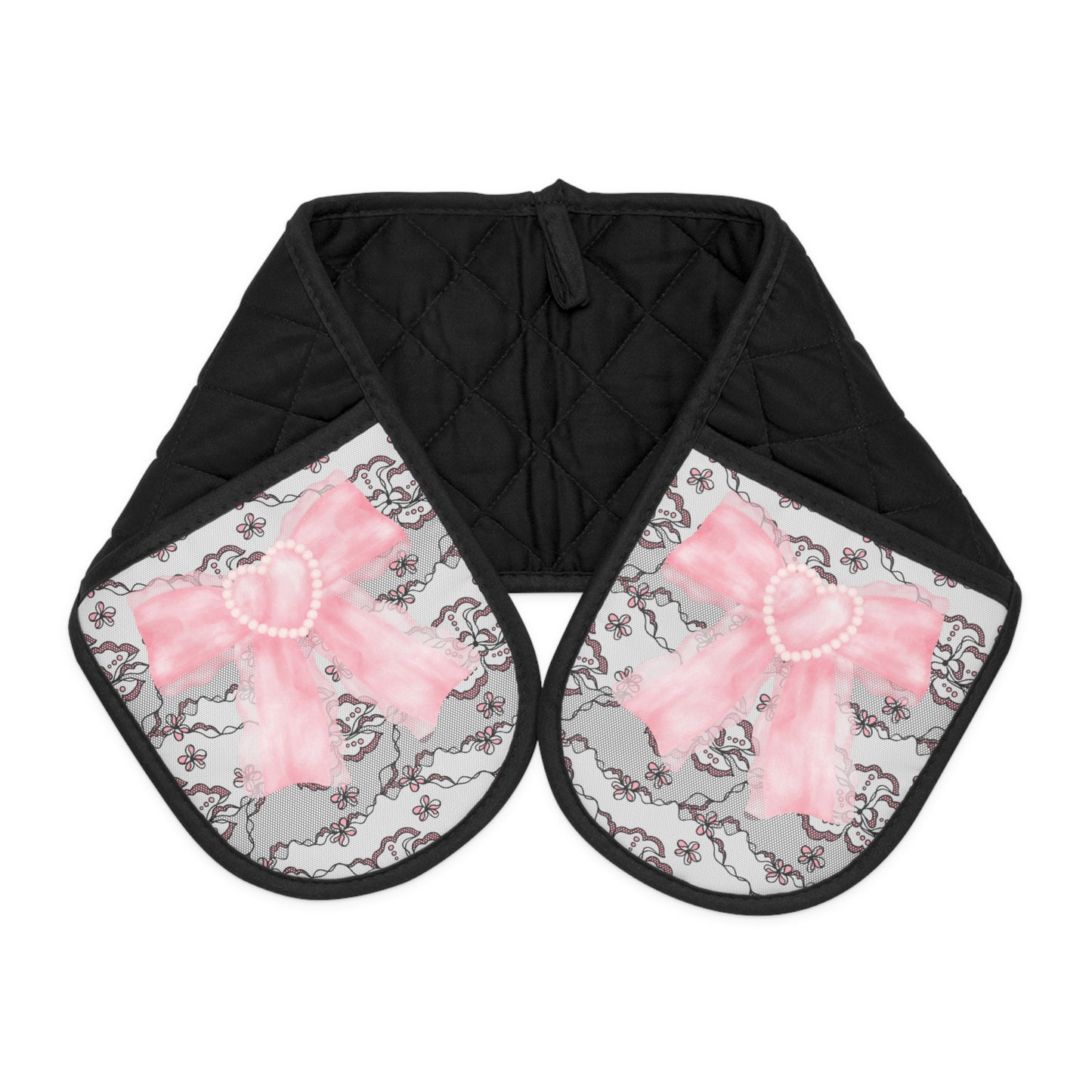 Lacey Charm Oven Mitts: Pink Bow Edition