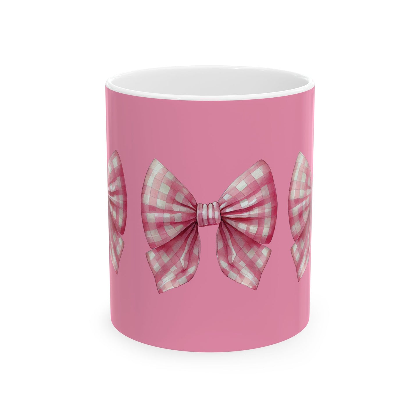 Pink Plaid Bow Mug