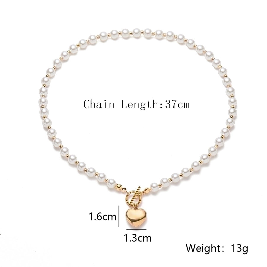Pearls w Gold Heart Necklace