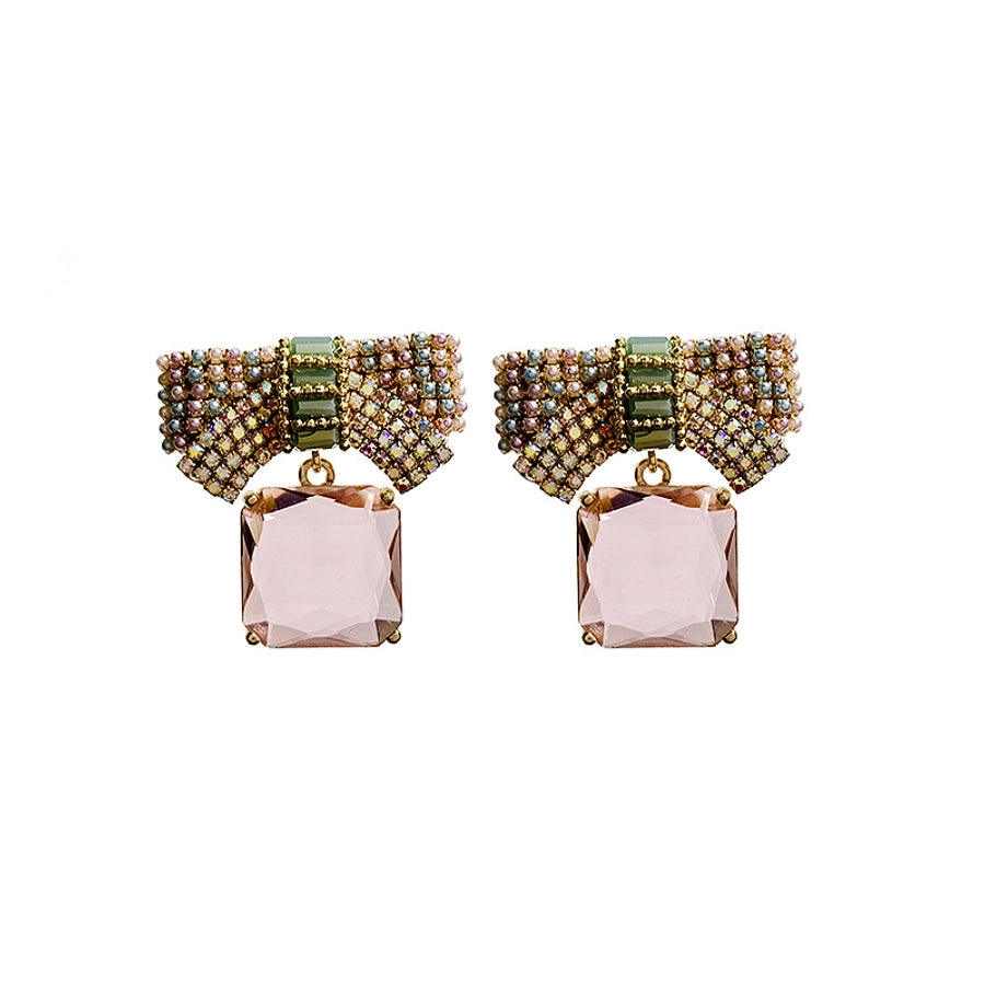 Pearls and Stones Bow drop earrings