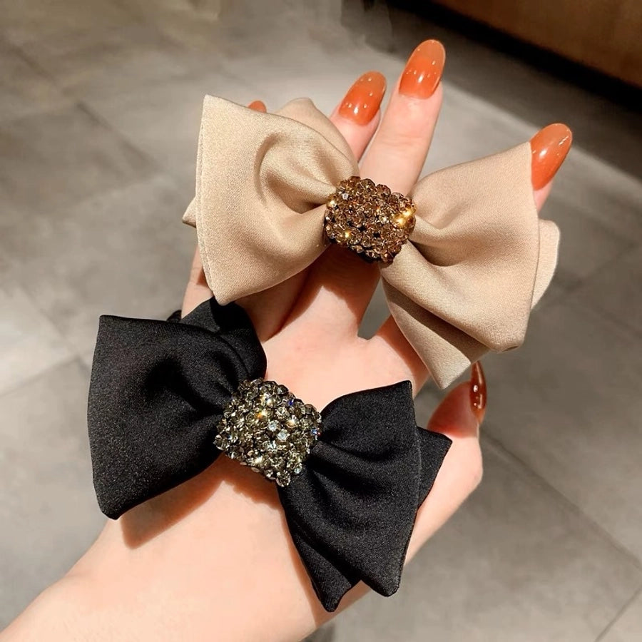 Rhinestone bowknot hair tie