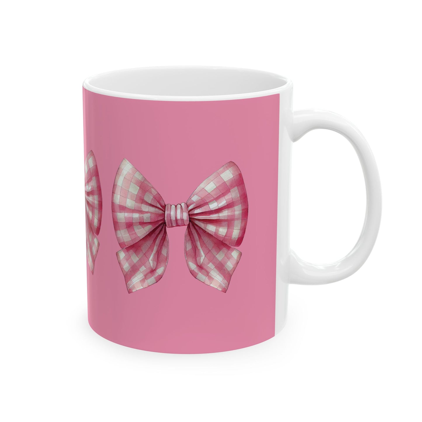 Pink Plaid Bow Mug