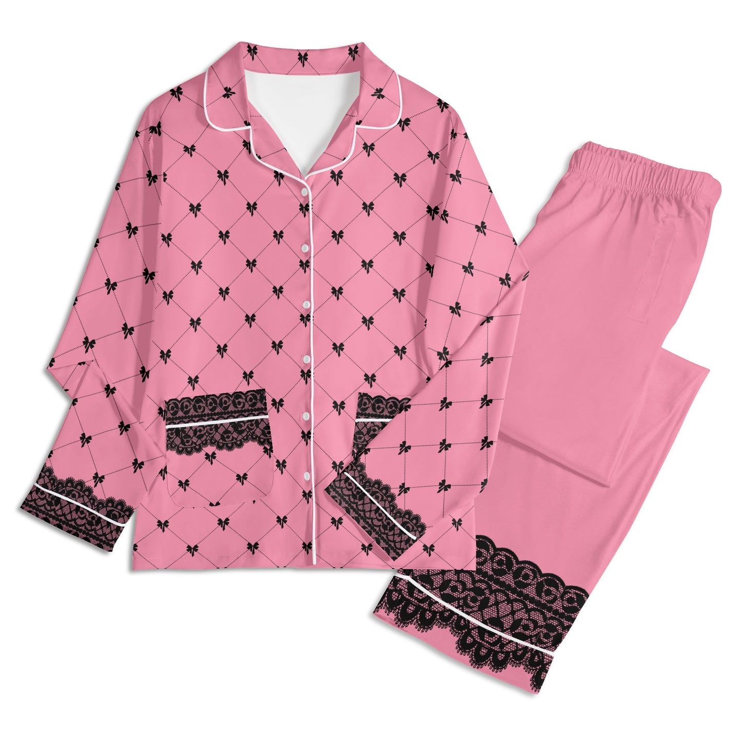 Bow Lace PJ set-Pink