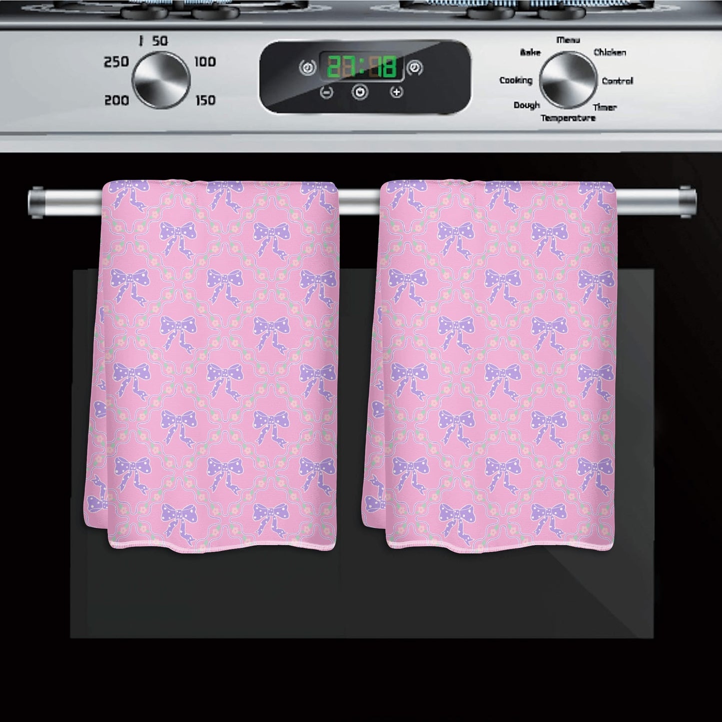 Pink&Purple Bow Pattern Hand Towel Set