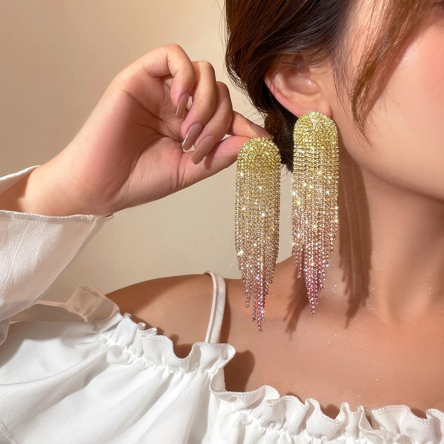 Geometric Rhinestone Drop Earrings