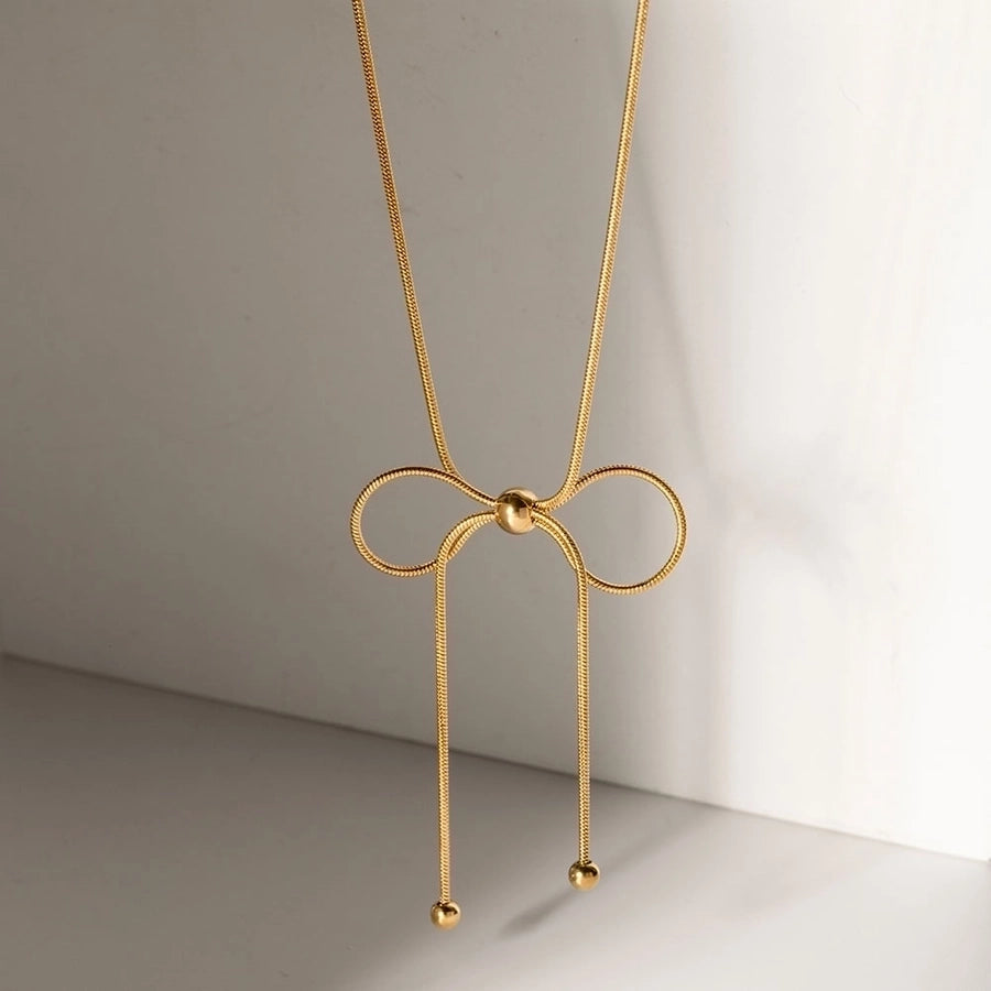 Rope Chain Bow Knot Necklace (18K Gold Plated)
