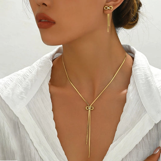 Flat Chain w Bow (14K Gold Plated)