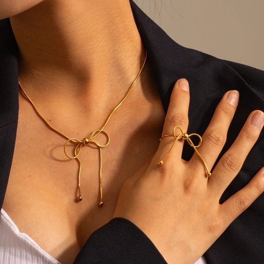 Rope Chain Bow Knot Necklace (18K Gold Plated)