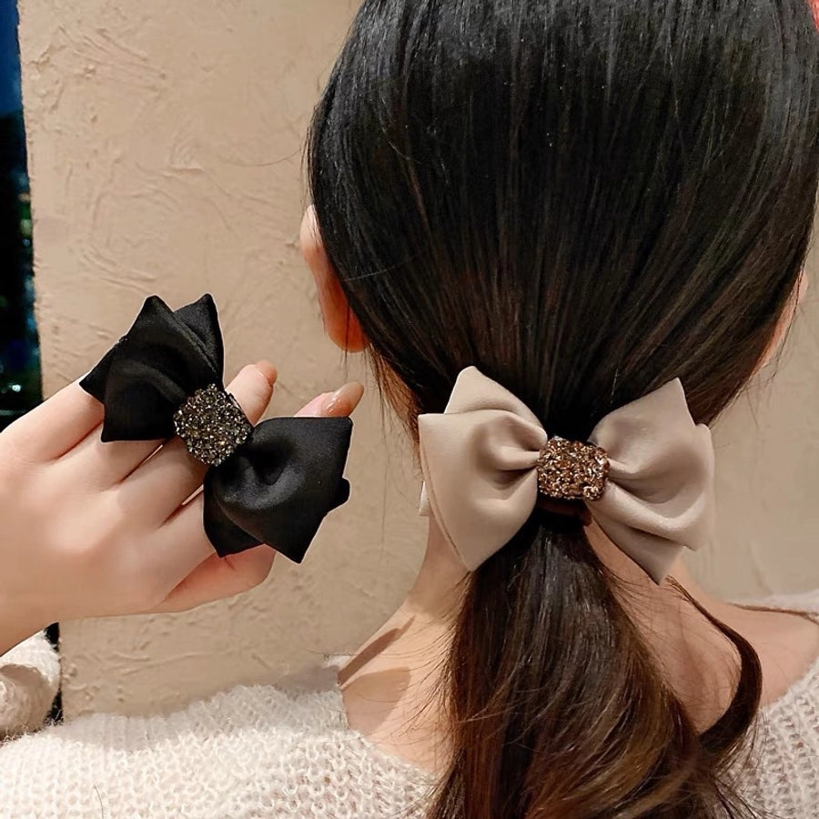 Rhinestone bowknot hair tie