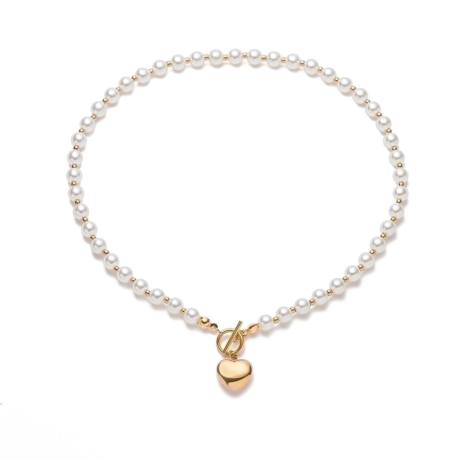 Pearls w Gold Heart Necklace