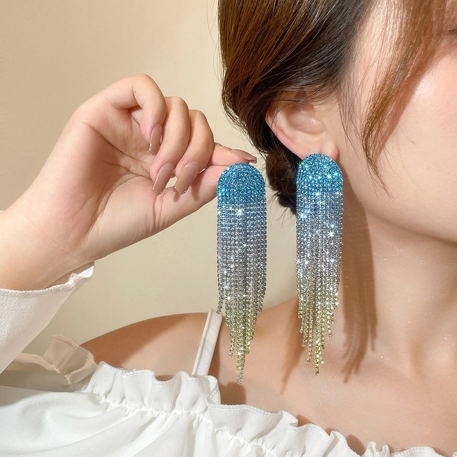 Geometric Rhinestone Drop Earrings